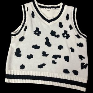 Cow print cropped sweater vest